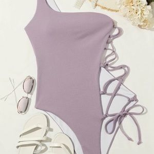Purple One-Piece Strappy Bathing Suit